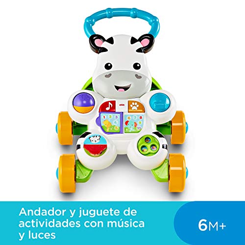 Fisher-Price - Cebra parlanchina primeros pasos - andador bebes - 6 meses - 3 años (Mattel DLD87)