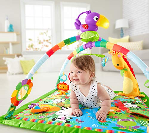 Fisher-Price - Gimnasio Deluxe Animalitos de la Selva, Manta de Juego Bebé (Mattel GXC35), Embalaje sostenible