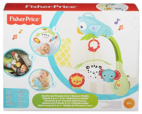 Fisher-Price Móvil musical 3 en 1, juguete de cuna con música para bebé (Mattel CHR11)