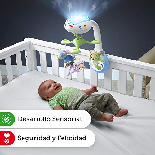 Fisher-Price Móvil ositos voladores, juguete de cuna proyector para bebé (Mattel CDN41)