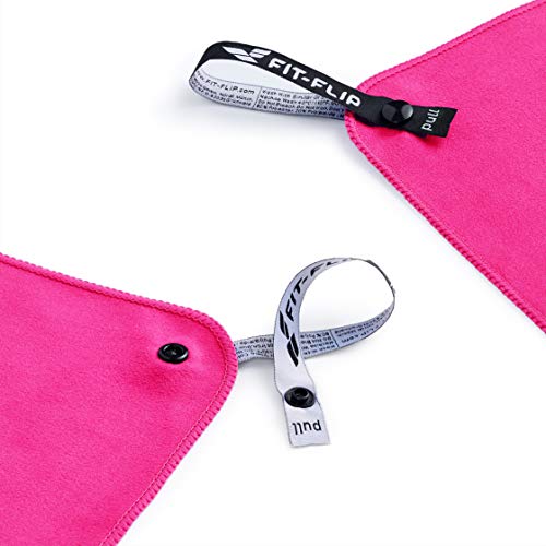 Fit-Flip Toalla Microfibra – en Todos los tamaños, 12 Colores – compacta, Ultraligera y de Secado rápido – Toallas de Microfibra – Toalla Gym, Toalla Viaje y Toalla Piscina (30x50cm Rosa - sin Bolsa)