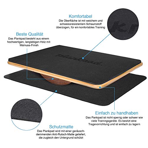 "Fit for Fun Plankpad, entrenador interactivo de cuerpo entero, con aplicación para juegos y entrenamientos, tabla de equilibrio de madera, equipo de fitness / home trainer para mujeres y hombres "