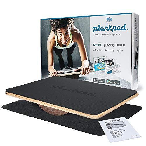 "Fit for Fun Plankpad, entrenador interactivo de cuerpo entero, con aplicación para juegos y entrenamientos, tabla de equilibrio de madera, equipo de fitness / home trainer para mujeres y hombres "