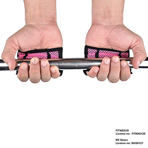 FITAXIS Calleras para Crossfit, Freeletics, Calisthenics y Gimnasia - Protección para Tus Manos - Guantes Gimnasio | Hombres Y Mujeres (Black/Pink, M)