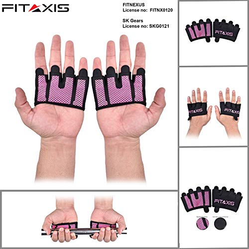 FITAXIS Calleras para Crossfit, Freeletics, Calisthenics y Gimnasia - Protección para Tus Manos - Guantes Gimnasio | Hombres Y Mujeres (Black/Pink, M)