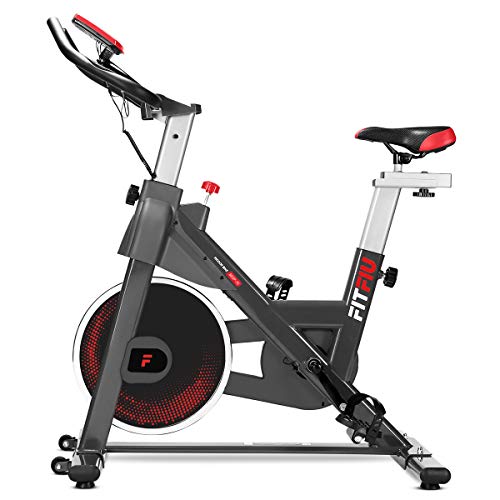 FITFIU Fitness BESP-70 Bicicleta indoor con disco de inercia de 13kg, pantalla LCD y pulsómetro, Bici entrenamineto fitness con sillín y manillar ajustables