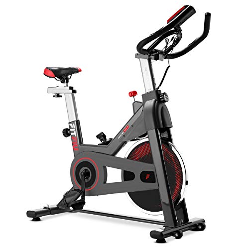 FITFIU Fitness BESP-70 Bicicleta indoor con disco de inercia de 13kg, pantalla LCD y pulsómetro, Bici entrenamineto fitness con sillín y manillar ajustables