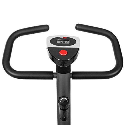 FITFIU Fitness BEST-100 Bicicleta estática compacta color Gris, regulable en 8 niveles de resistencia, sillín ajustable en altura y pantalla LCD, Entrenamiento fitness en casa