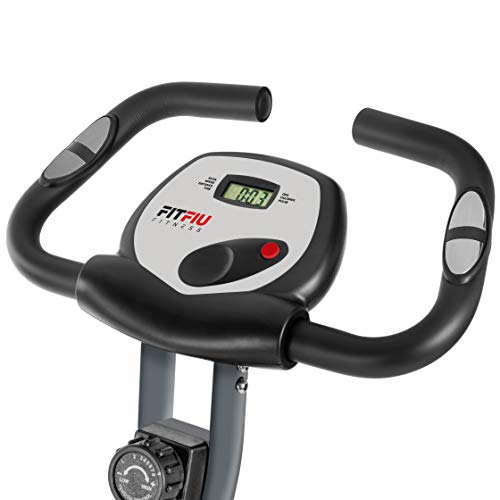 FITFIU Fitness BEST-220 Bicicleta Estática plegable con respaldo regulable, Pulsómetro y volante de inercia de 8kg regulable a 8 niveles de esfuerzo, Entrenamiento cardio y fitness