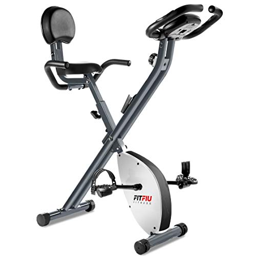 FITFIU Fitness BEST-220 Bicicleta Estática plegable con respaldo regulable, Pulsómetro y volante de inercia de 8kg regulable a 8 niveles de esfuerzo, Entrenamiento cardio y fitness