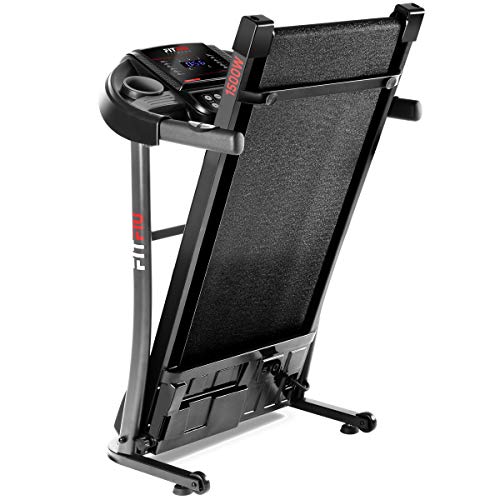 FITFIU Fitness MC-200 Cinta de correr plegable con velocidad hasta 14km/h, superficie de carrera de 40x110cm, motor de 1500w, pantalla LCD, pulsómetro y sistema de paro de emergencia