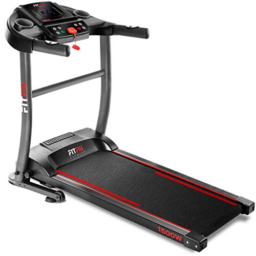 FITFIU Fitness MC-200 Cinta de correr plegable con velocidad hasta 14km/h, superficie de carrera de 40x110cm, motor de 1500w, pantalla LCD, pulsómetro y sistema de paro de emergencia