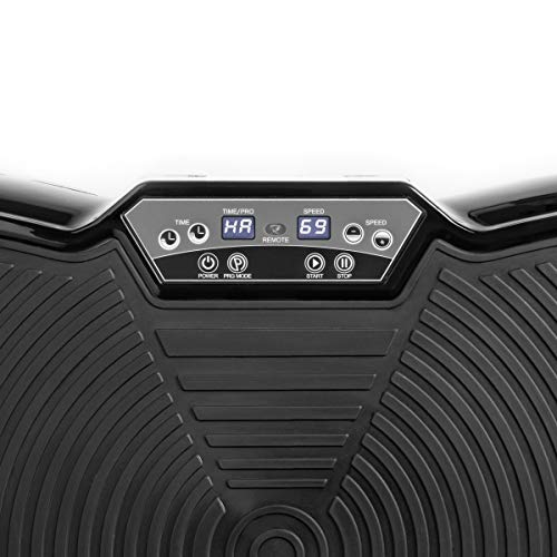 FITFIU Fitness PV-100 Plataforma vibratoria oscilante color Negro con potencia de 400w y 9 programas, Incluye cuerdas elásticas, adecuada para adelgazar con vibración y ejercicios musculares