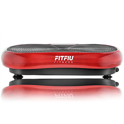 FITFIU Fitness PV-100 Plataforma vibratoria oscilante color Rojo con potencia de 400w y 9 programas, Incluye cuerdas elásticas, adecuada para adelgazar con vibración y ejercicios musculares