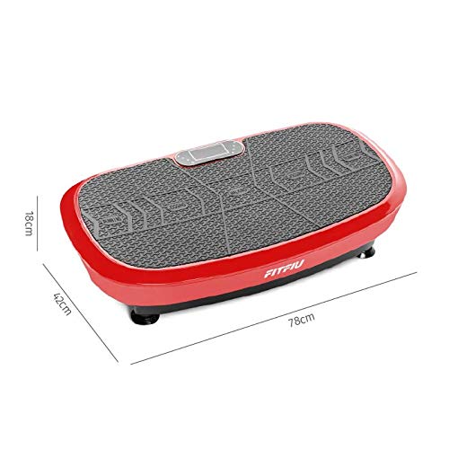 FITFIU Fitness PV-200 Plataforma vibratoria fitness con movimiento oscilante 3D color Rojo, potencia de 1000w, con cuerdas elásticas y base antideslizante, Plataforma de entrenamiento completo