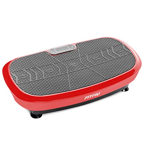 FITFIU Fitness PV-200 Plataforma vibratoria fitness con movimiento oscilante 3D color Rojo, potencia de 1000w, con cuerdas elásticas y base antideslizante, Plataforma de entrenamiento completo