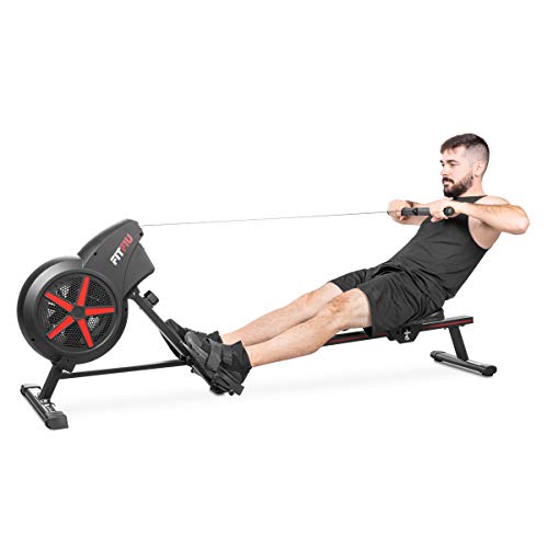 FITFIU Fitness RA-100 Máquina de Remo para casa plegable, con resistencia de aire para entrenamiento cross training, Remo plegable con asiento acolchado para fitness en casa