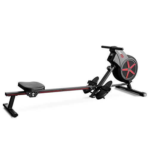 FITFIU Fitness RA-100 Máquina de Remo para casa plegable, con resistencia de aire para entrenamiento cross training, Remo plegable con asiento acolchado para fitness en casa