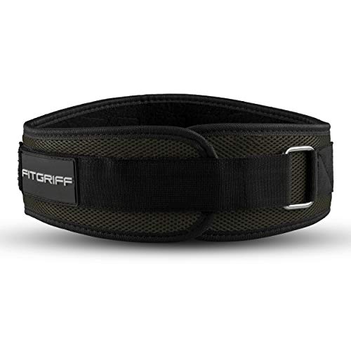 Fitgriff® Cinturón Gym V1 - Cinturon Gimnasio, Musculación, Halterofilia, Crossfit, Levantamiento Pesas, Fitness - Mujeres y Hombres - Green Medium