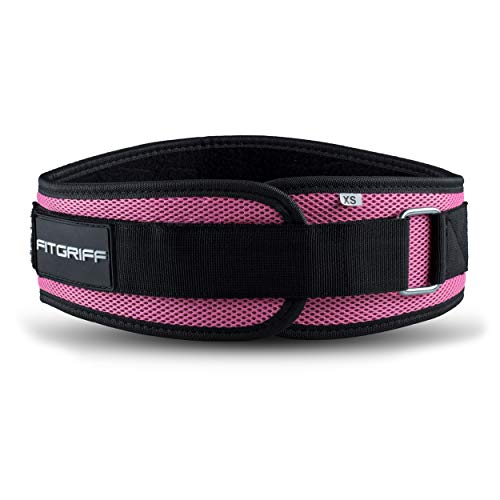 Fitgriff® Cinturón Gym V1 - Cinturon Gimnasio, Musculación, Halterofilia, Crossfit, Levantamiento Pesas, Fitness - Mujeres y Hombres - Pink Small