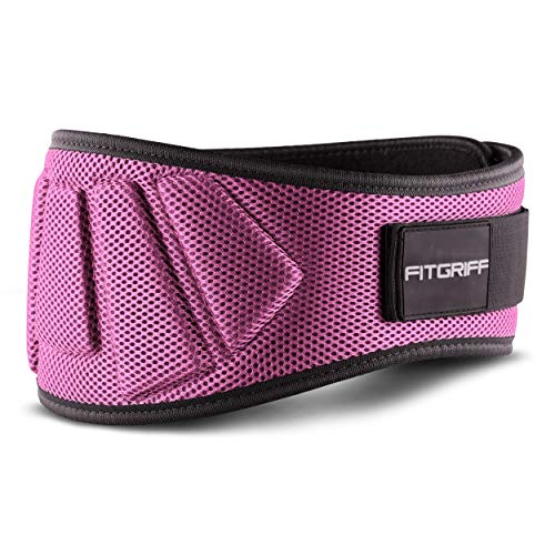 Fitgriff® Cinturón Gym V1 - Cinturon Gimnasio, Musculación, Halterofilia, Crossfit, Levantamiento Pesas, Fitness - Mujeres y Hombres - Pink Small