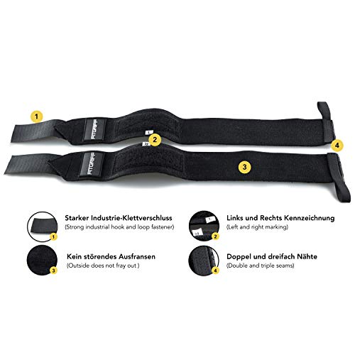 Fitgriff® Muñequeras Gym, Crossfit, Deportivas, Musculación, Gimnasio, Calistenia, Wrist Wraps - Mujeres y Hombres - Black Fitgriff® Muñequeras Gym, Crossfit, Deportivas, Musculación, Gimnasio, Calistenia, Wrist Wraps - Mujeres y Hombres - Black