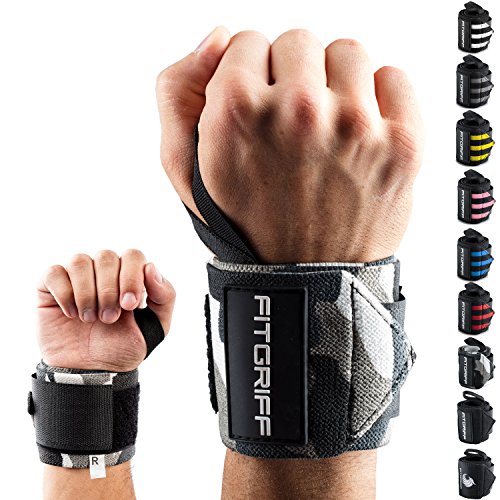 Fitgriff® Muñequeras Gym, Crossfit, Deportivas, Musculación, Gimnasio, Calistenia, Wrist Wraps - Mujeres y Hombres - Camo Grey Fitgriff® Muñequeras Gym, Crossfit, Deportivas, Musculación, Gimnasio, Calistenia, Wrist Wraps - Mujeres y Hombres - Camo Grey