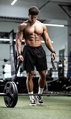 Fitgriff® Straps Powerlifting, Levantamiento de Pesas, Agarres para Gym, Agarraderas Gimnasio, Peso Muerto - Lifting Straps - Mujeres y Hombres - Black/Grey