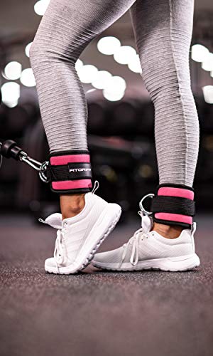 Fitgriff® Tobillera para Polea (Acolchado)- 2 Piezas Correas Tobillos Gym Cable Maquinas, Gimnasio, Fitness - Mujeres y Hombres - Pink