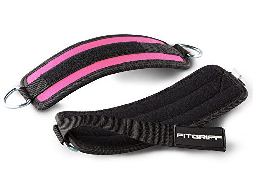 Fitgriff® Tobillera para Polea (Acolchado)- 2 Piezas Correas Tobillos Gym Cable Maquinas, Gimnasio, Fitness - Mujeres y Hombres - Pink Fitgriff® Tobillera para Polea (Acolchado)- 2 Piezas Correas Tobillos Gym Cable Maquinas, Gimnasio, Fitness - Mujeres y Hombres - Pink