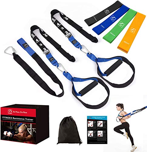 FITINDEX Kit de entrenamiento de resistencia corporal,Correas de suspensión de uso doméstico,Equipo de resistencia fitness con cintas de resistencia,para gimnasia en interiores o exteriores FITINDEX Kit de entrenamiento de resistencia corporal,Correas de suspensión de uso doméstico,Equipo de resistencia fitness con cintas de resistencia,para gimnasia en interiores o exteriores