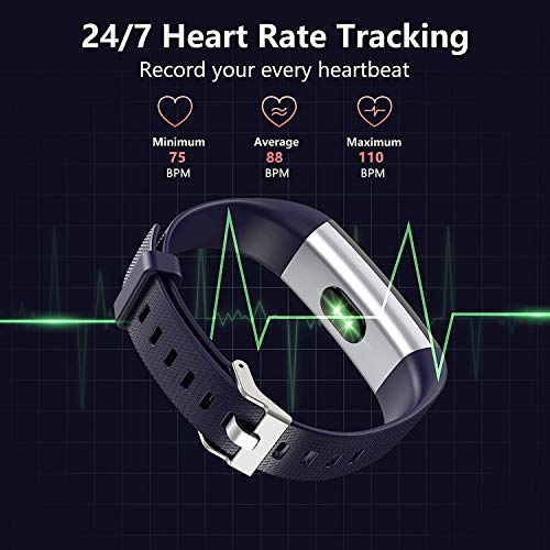 Fitness Pulsera de Actividad Reloj Inteligente Impermeable IP68 con Pantalla Color, Pulsera Inteligente Pulsómetro, Cronómetros, Monitor de Sueño Podómetro GPS Reloj Deportivo Mujeres Hombres Niños