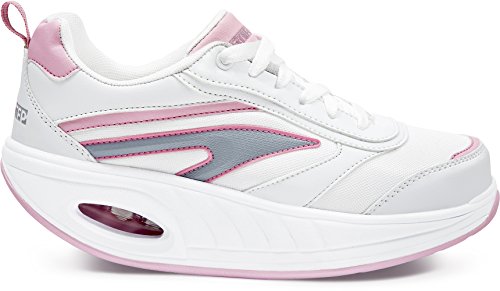 Fitness Step 050002326201086, Zapatillas tonificadoras Mujer, Blanco/Rosa, 40 EU