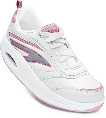 Fitness Step 050002326201086, Zapatillas tonificadoras Mujer, Blanco/Rosa, 40 EU Fitness Step 050002326201086, Zapatillas tonificadoras Mujer, Blanco/Rosa, 40 EU