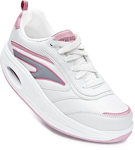 Fitness Step 050002326201086, Zapatillas tonificadoras Mujer, Blanco/Rosa, 40 EU