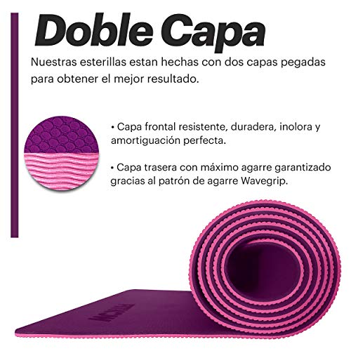 FITNOW Esterilla Yoga Antideslizante Alfombrilla de Yoga Esterilla Pilates Esterilla Deporte - con Correa de Hombro 183cm x 61cm (Violeta)