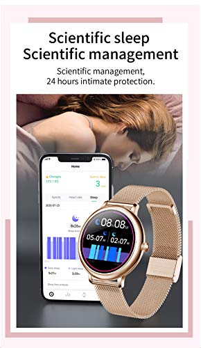 Fitonme Reloj Fitness Tracker - IP67 Impermeable Salud Seportes Smartwatch con Frecuencia Cardíaca, Presión Arterial, Sueño, Contador de Calorías, Podómetro, Recordatorio SMS iOS Android (Oro)