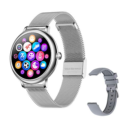 Fitonme Reloj Fitness Tracker - IP67 Impermeable Salud Seportes Smartwatch con Frecuencia Cardíaca, Presión Arterial, Sueño, Contador de Calorías, Podómetro, Recordatorio SMS iOS Android (Plata)