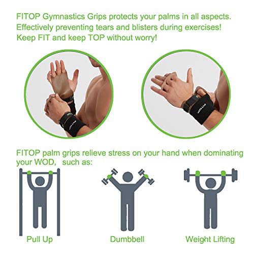 FITOP Crossfit Grips Gymnastics para Ejercicio en Barra, Protección de Palmas y Soporte de Muñecas FITOP Crossfit Grips Gymnastics para Ejercicio en Barra, Protección de Palmas y Soporte de Muñecas