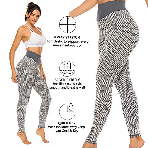 FITTOO Leggings Mallas Mujer Pantalones Deportivos Yoga Alta Cintura Elásticos y Transpirables #4 Gris Chica