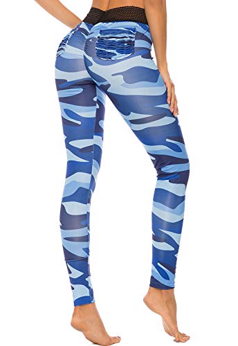 FITTOO Leggings Mallas Mujer Pantalones Deportivos Yoga Alta Cintura Elásticos y Transpirables Azul Chica