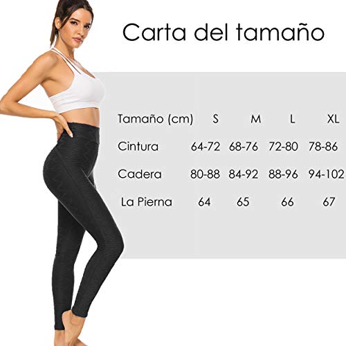 FITTOO Leggings Mallas Mujer Pantalones Deportivos Yoga Alta Cintura Elásticos y Transpirables1500#3 Negro Chica