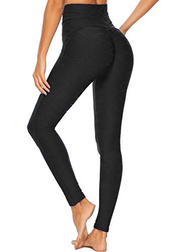 FITTOO Leggings Mallas Mujer Pantalones Deportivos Yoga Alta Cintura Elásticos y Transpirables1500#3 Negro Chica