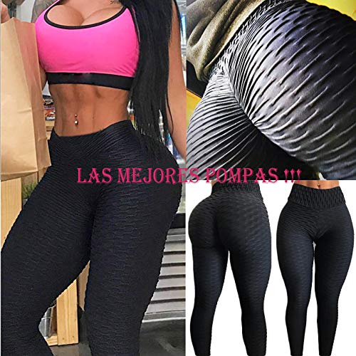 FITTOO Leggings Push Up Mujer Alta Cintura Elásticos Yoga Fitness Negro 3XL