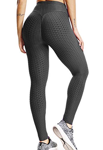 FITTOO Leggings Push Up Mujer Alta Cintura Elásticos Yoga Fitness Negro 3XL