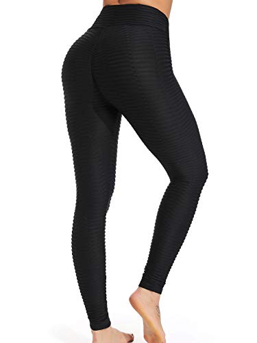 FITTOO Leggings Push Up Mujer Mallas Pantalones Deportivos Alta Cintura Elásticos Yoga Fitness #2 Negro Chica