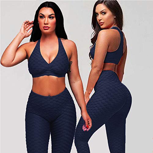 FITTOO Leggings Push Up Mujer Mallas Pantalones Deportivos Alta Cintura Elásticos Yoga Fitness  Azul L