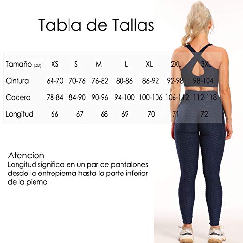 FITTOO Leggings Push Up Mujer Mallas Pantalones Deportivos Alta Cintura Elásticos Yoga Fitness  Azul L