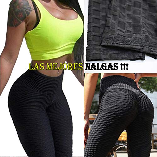 FITTOO Leggings Push Up Mujer Mallas Pantalones Deportivos Alta Cintura Elásticos Yoga Fitness Negro L