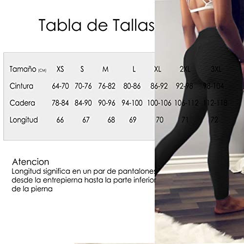 FITTOO Leggings Push Up Mujer Mallas Pantalones Deportivos Alta Cintura Elásticos Yoga Fitness Negro S